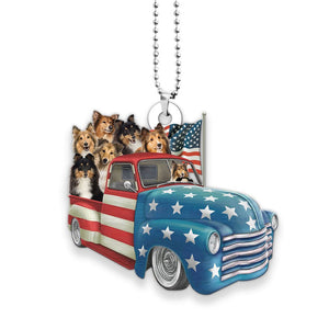 Shetland Sheepdog Happy Independence Day Two Sides Ornament