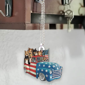 Shetland Sheepdog Happy Independence Day Two Sides Ornament