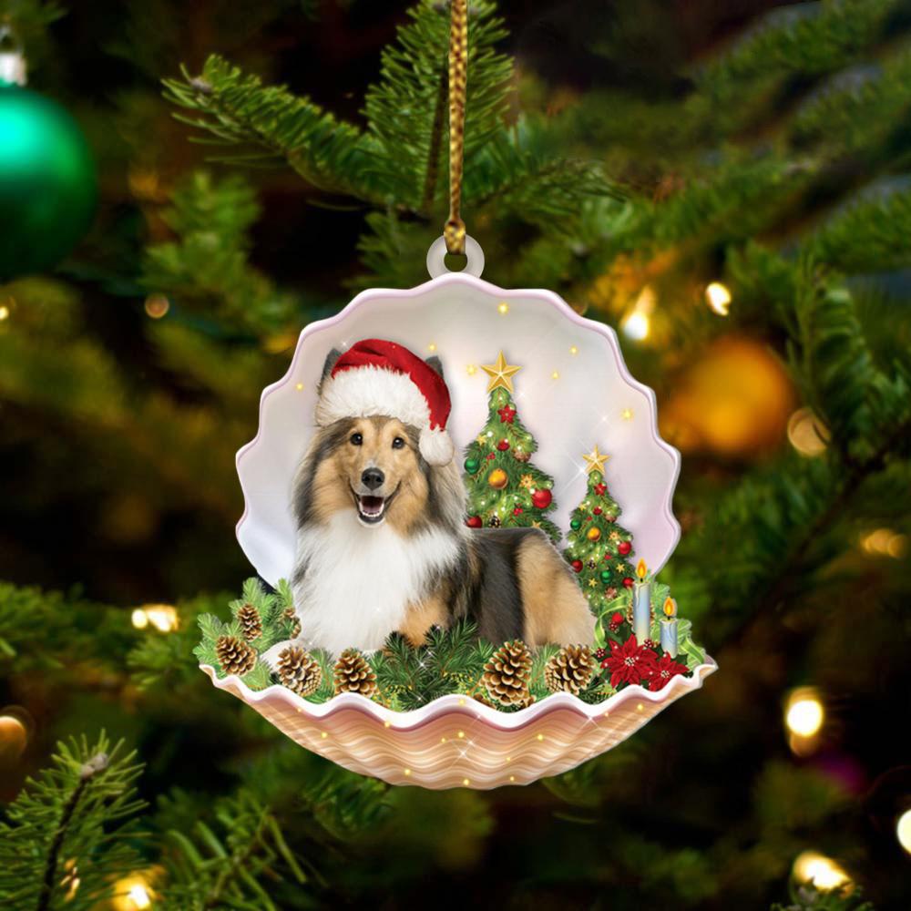 Shetland Sheepdog Lie In Seashell Xmas-Two Sided Ornament