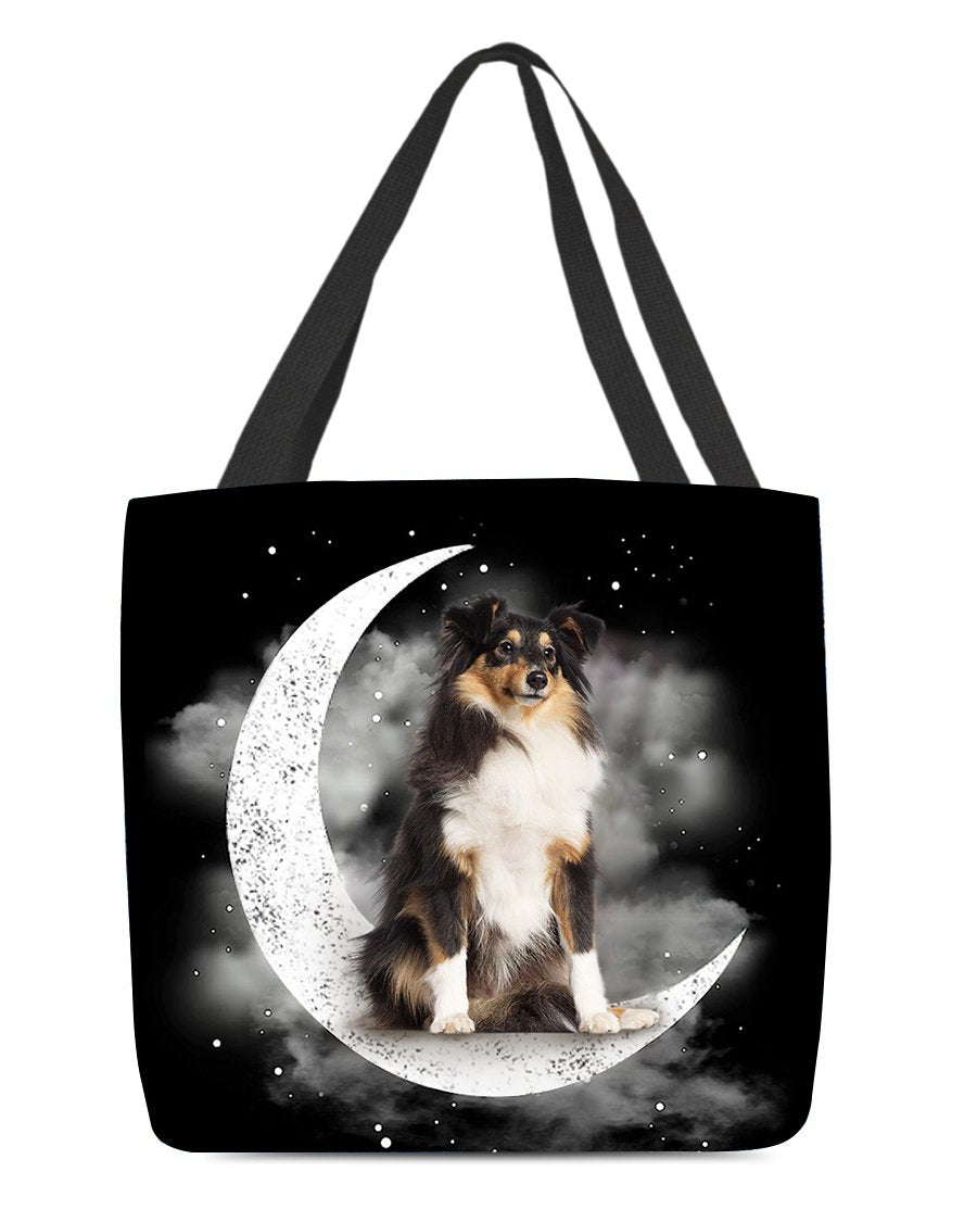 Shetland Sheepdog Sit On The Moon With Starts-Cloth Tote Bag