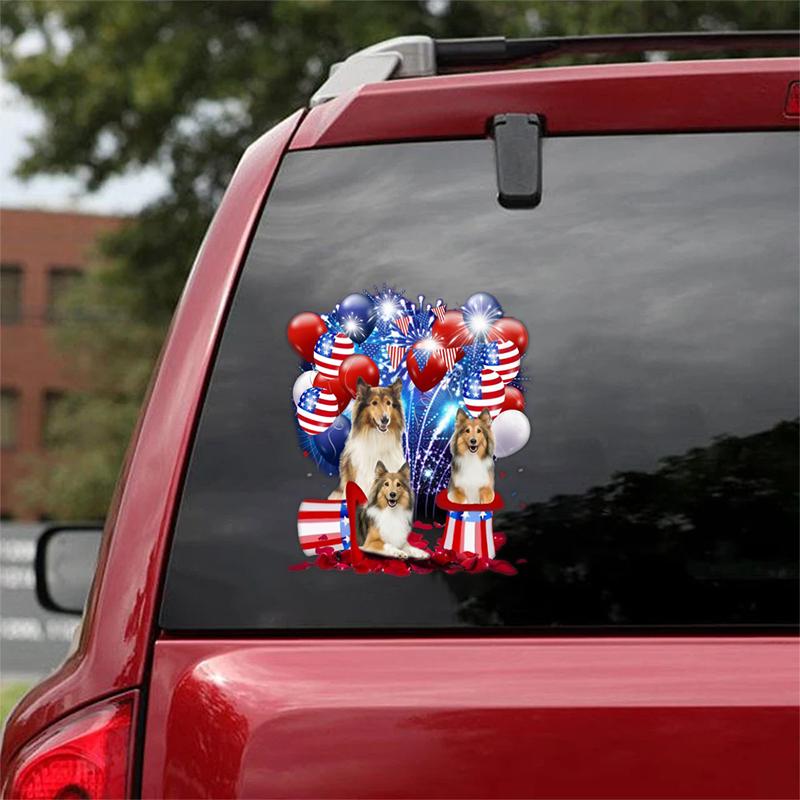 Shetland Sheepdog - Fireworks Celebration Car Sticker