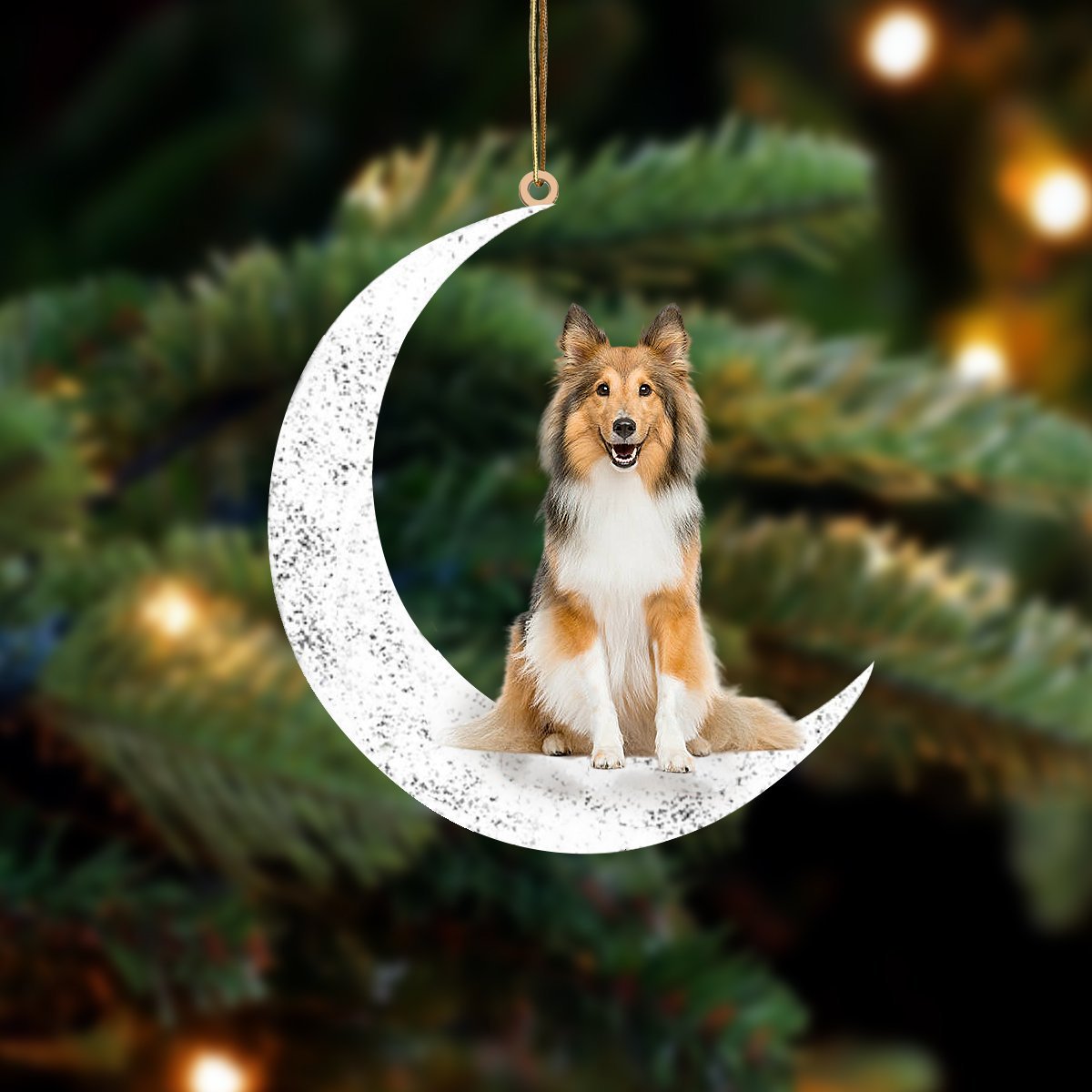 Shetland Sheepdog-Sit On The Moon-Two Sided Ornament