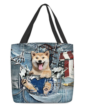 Shiba Inu-Ripped Jeans-Cloth Tote Bag