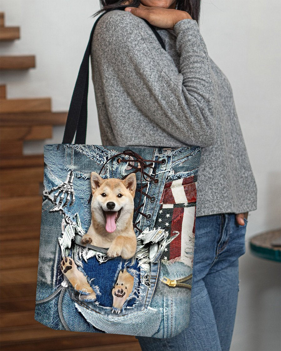 Shiba Inu-Ripped Jeans-Cloth Tote Bag