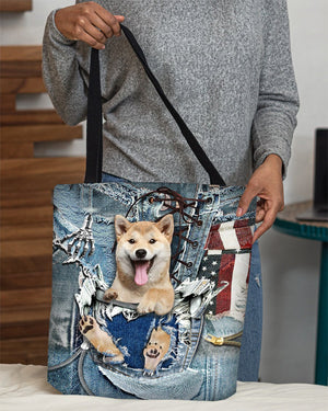 Shiba Inu-Ripped Jeans-Cloth Tote Bag