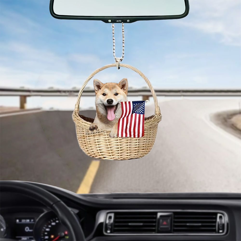 Shiba Inu-With American Flag Two Sides Ornament