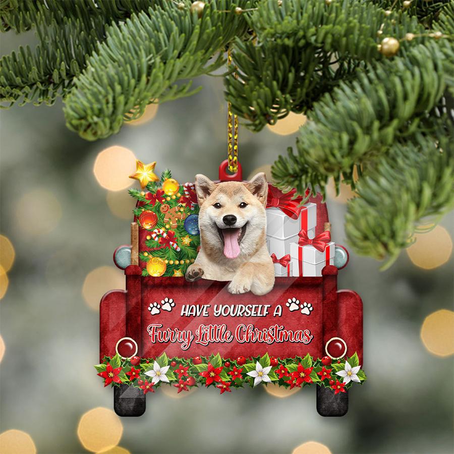 Shiba Sit On A Truck-Two Sided Ornament