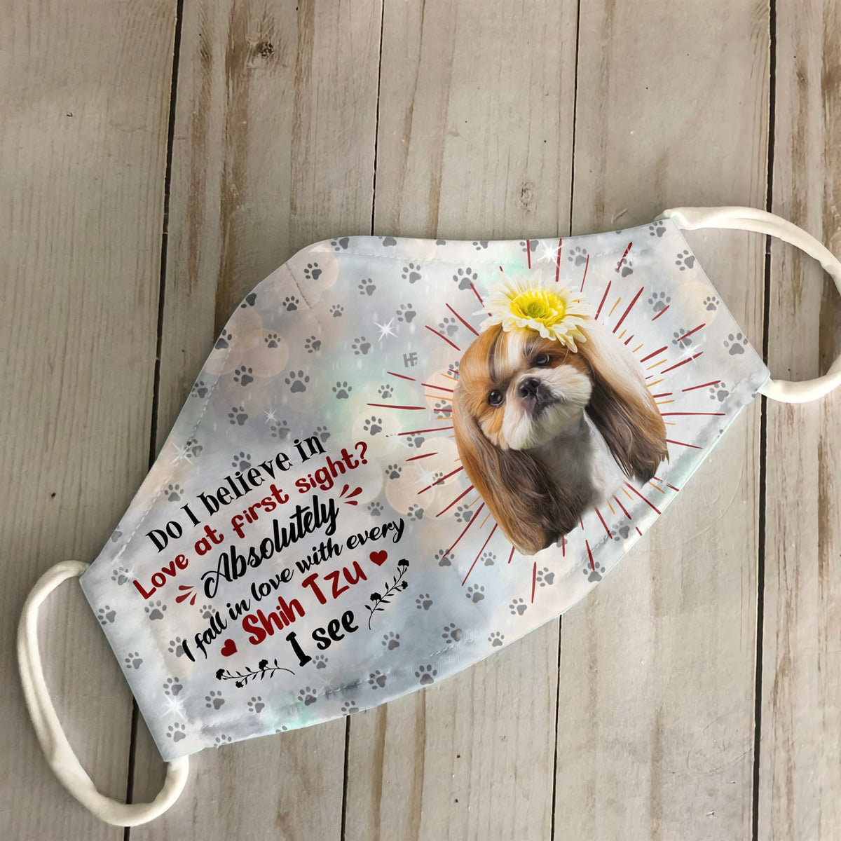 Shih tzu I See White EZ16 0907 Face Mask