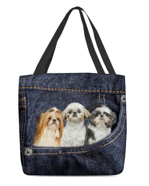 Shih Tzu N3-Dark Denim-Cloth Tote Bag