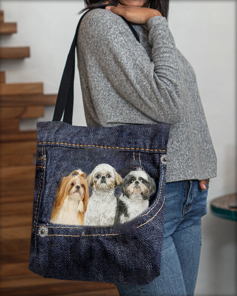 Shih Tzu N3-Dark Denim-Cloth Tote Bag