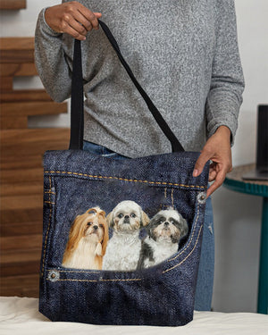 Shih Tzu N3-Dark Denim-Cloth Tote Bag