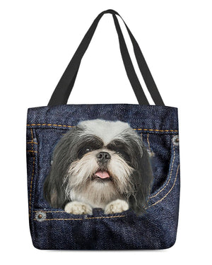 Shih Tzu-Dark Denim-Cloth Tote Bag