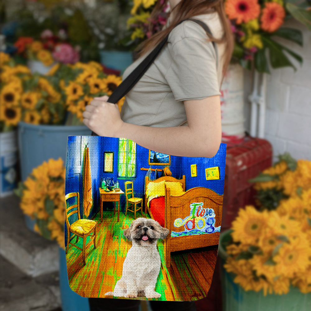 Shih Tzu in the bedroom-Cloth Tote Bag