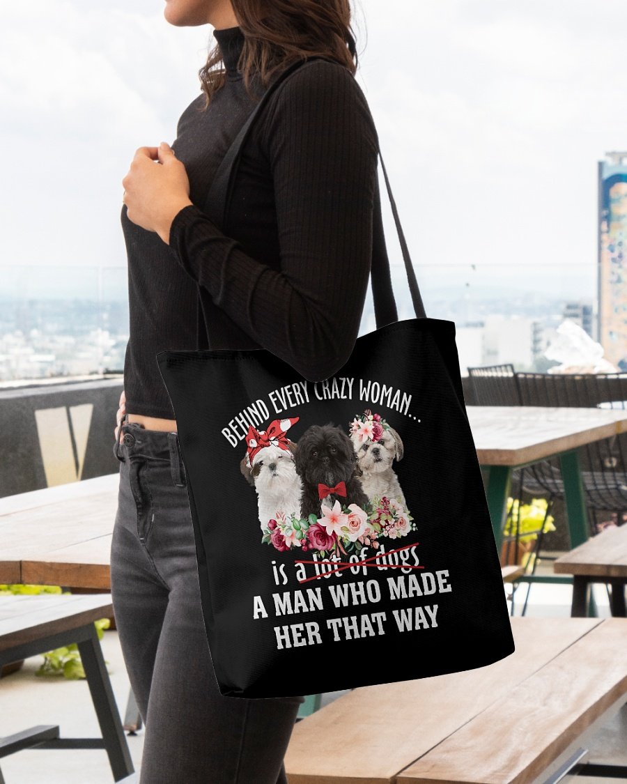 Shih Tzu-Crazy Woman Cloth Tote Bag