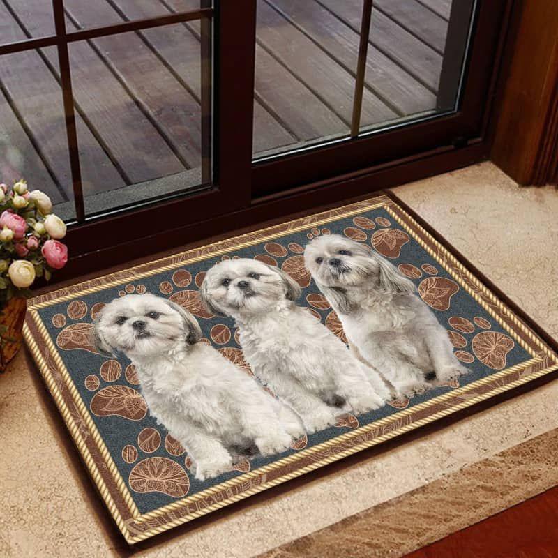 Shih Tzu-Flower Paw Doormat