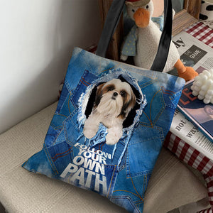 Shih Tzu -Follow Your Own Path-Cloth Tote Bag