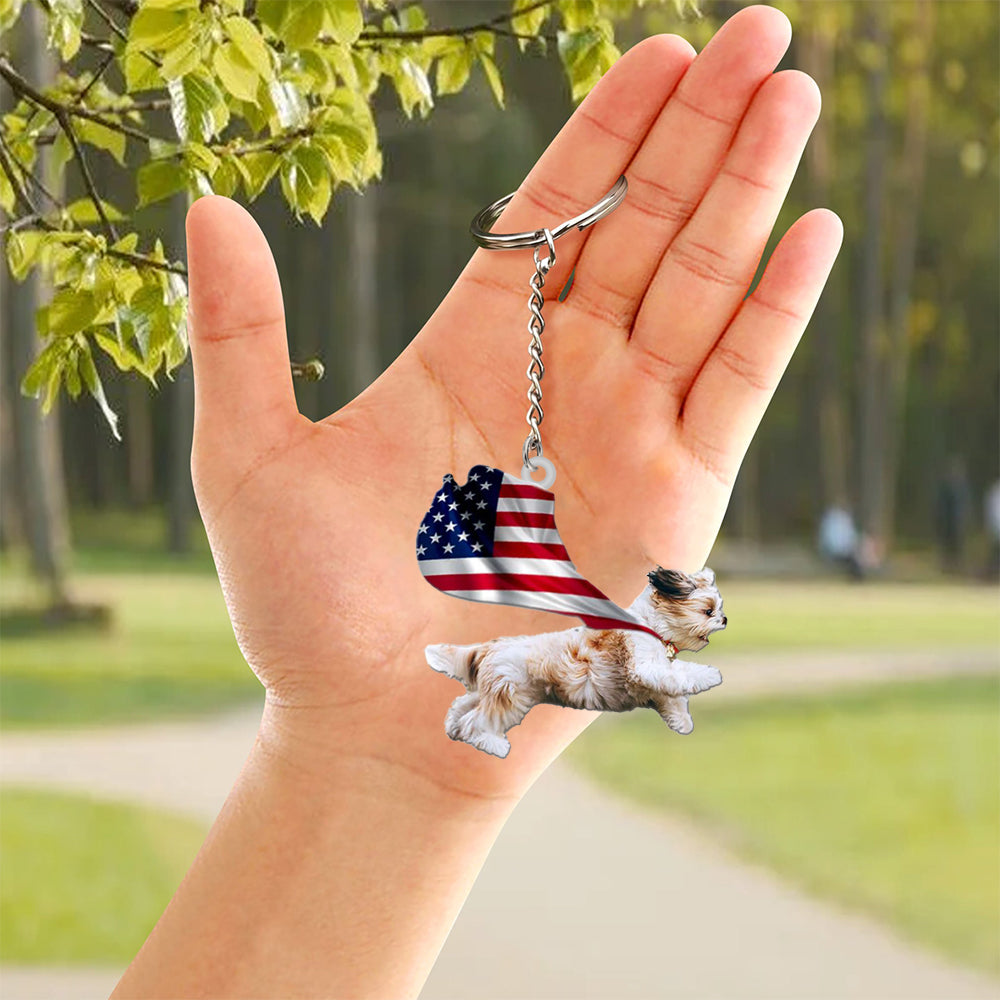 Shih Tzu-Happy Independence Day Flat Acrylic Keychain