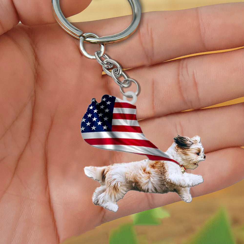Shih Tzu-Happy Independence Day Flat Acrylic Keychain