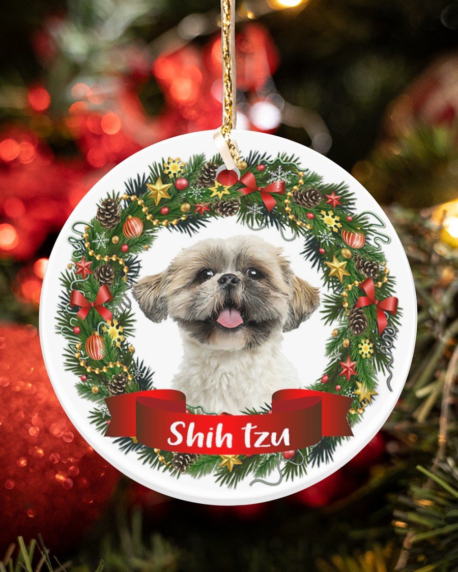 Shih Tzu-Noel Circle-Two Sided Ornament