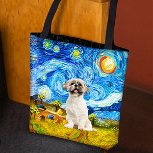 Shih Tzu-Oil Painting-Cloth Tote Bag