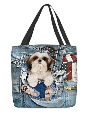 Shih Tzu-Ripped Jeans-Cloth Tote Bag