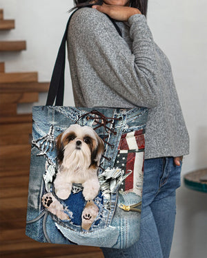 Shih Tzu-Ripped Jeans-Cloth Tote Bag