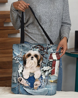 Shih Tzu-Ripped Jeans-Cloth Tote Bag