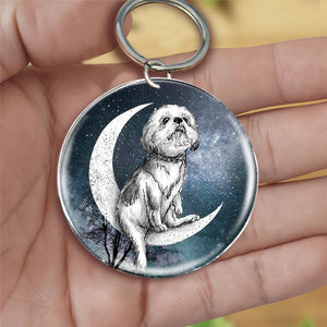 Shih Tzu-Stars and Moon-Round Resin Epoxy Metal Keychain