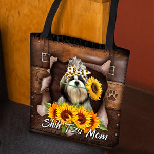 Shih Tzu-Sunflower&Dog Mom Cloth Tote Bag