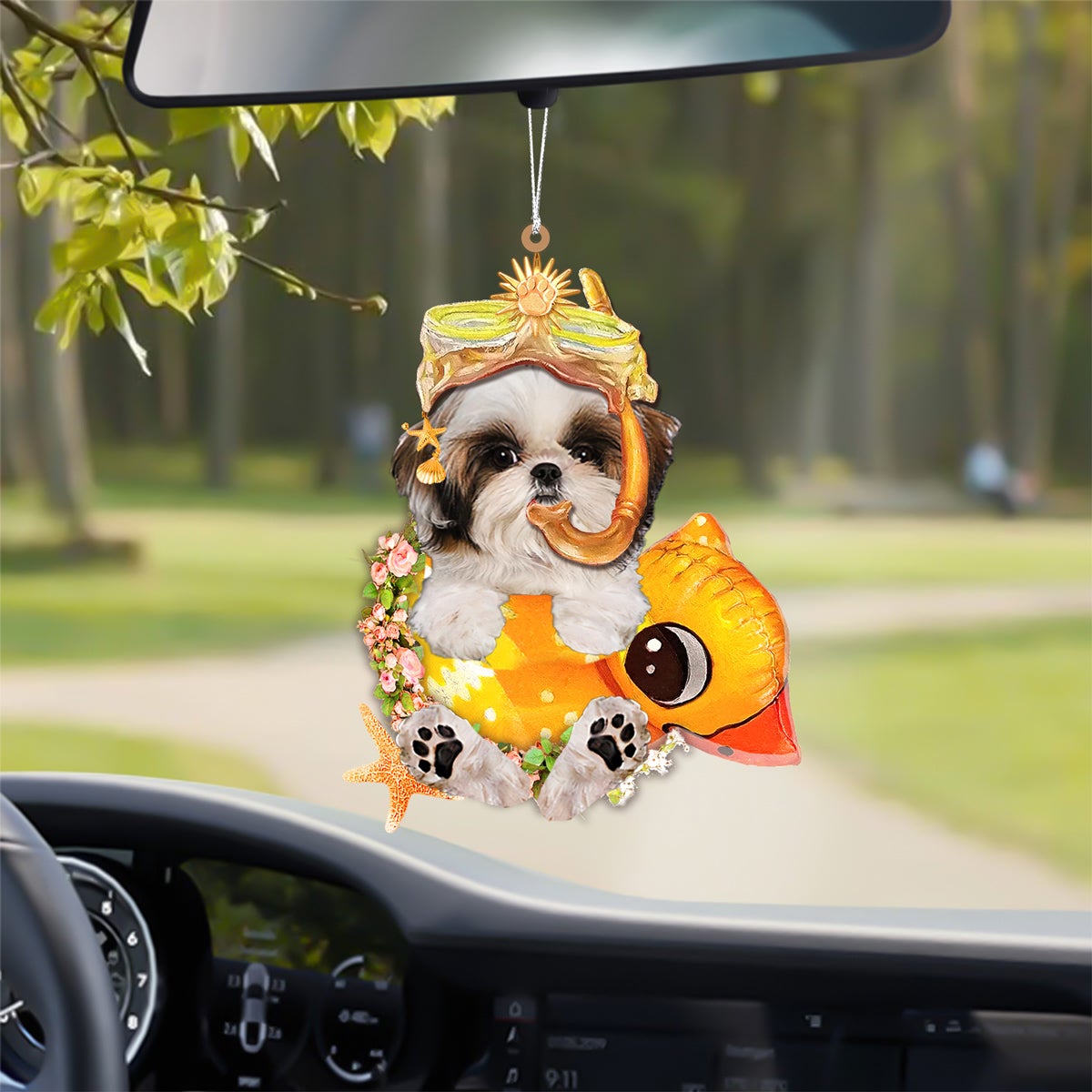 Shih Tzu-Swimming Laps Two Sides Ornament