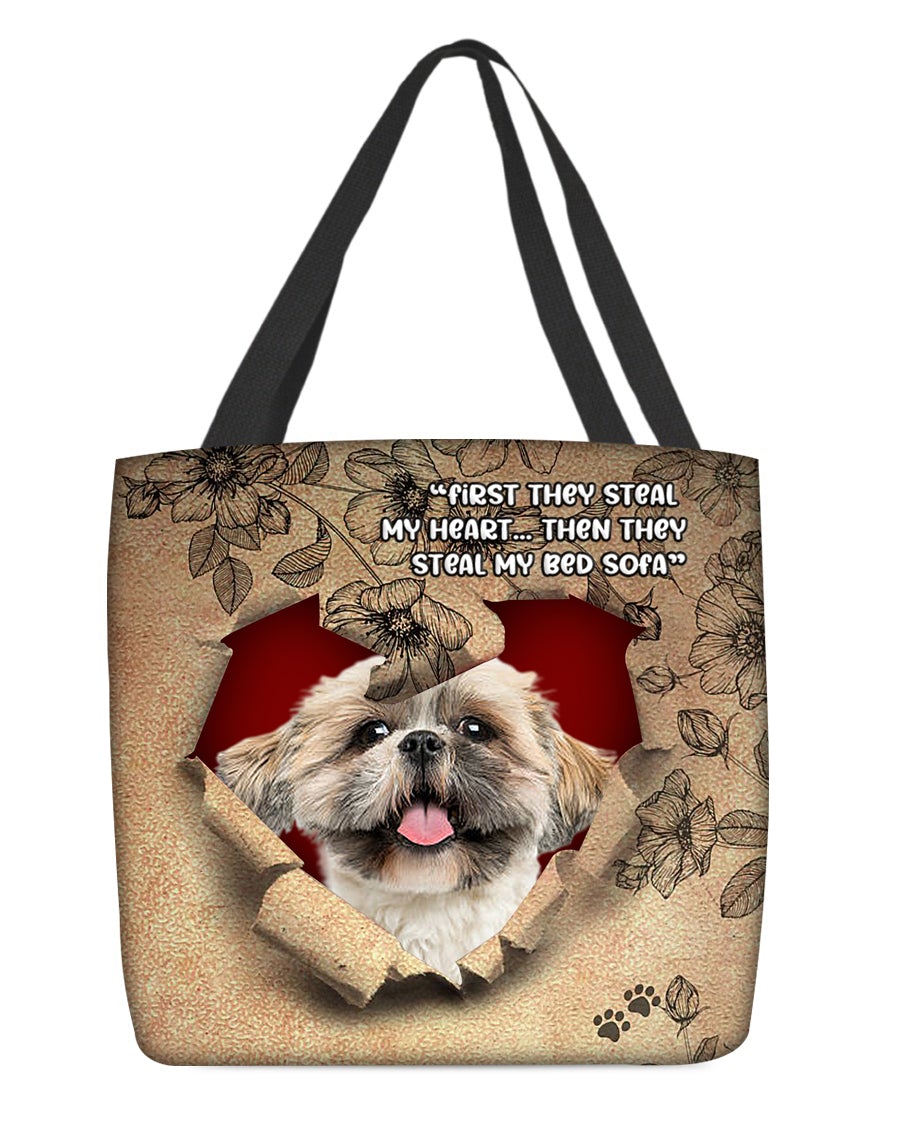 Shih Tzu-Torn Cloth Tote Bag
