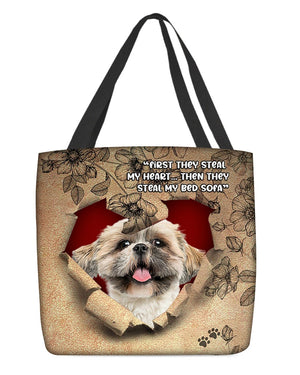 Shih Tzu-Torn Cloth Tote Bag