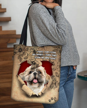 Shih Tzu-Torn Cloth Tote Bag