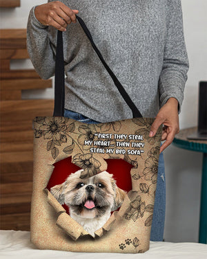 Shih Tzu-Torn Cloth Tote Bag