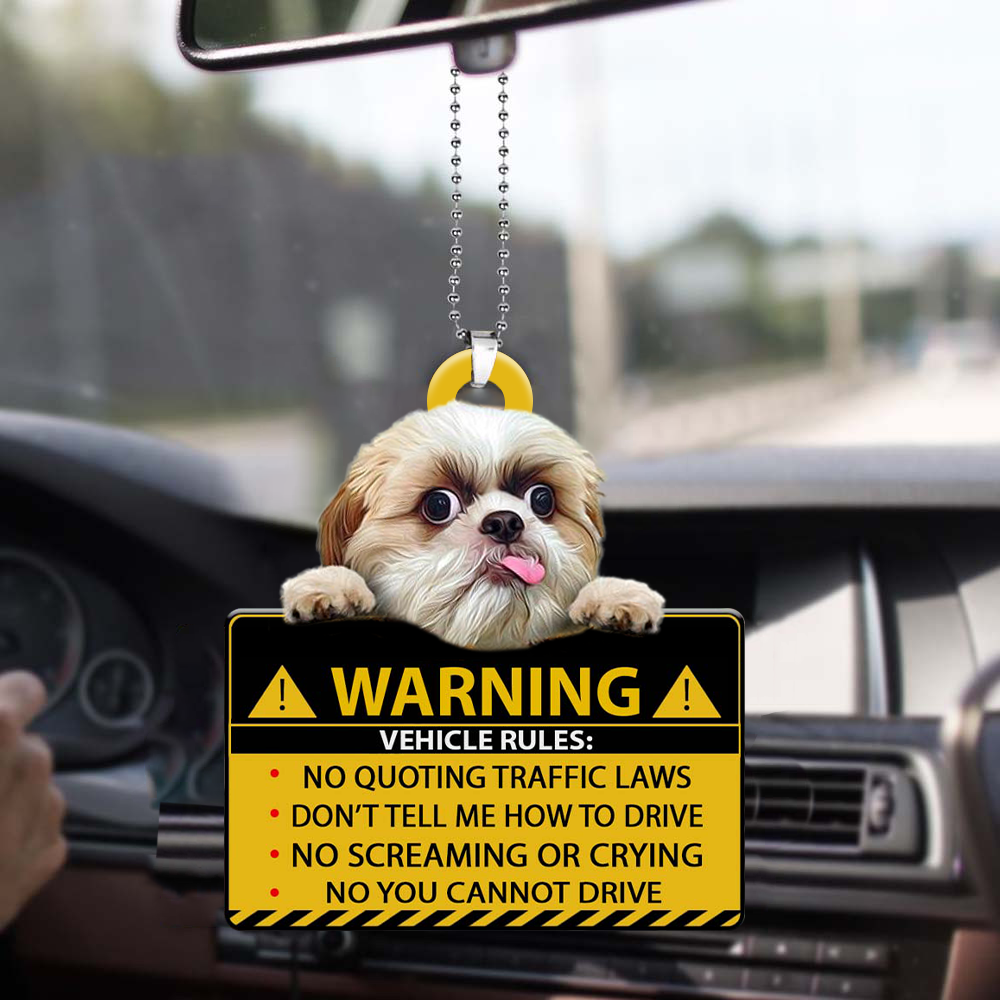 Shih Tzu-Vehicle Rules Two Side Ornament