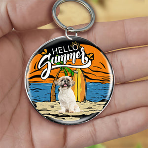 Shih Tzu Hello Summer-Round Resin Epoxy Metal Keychain