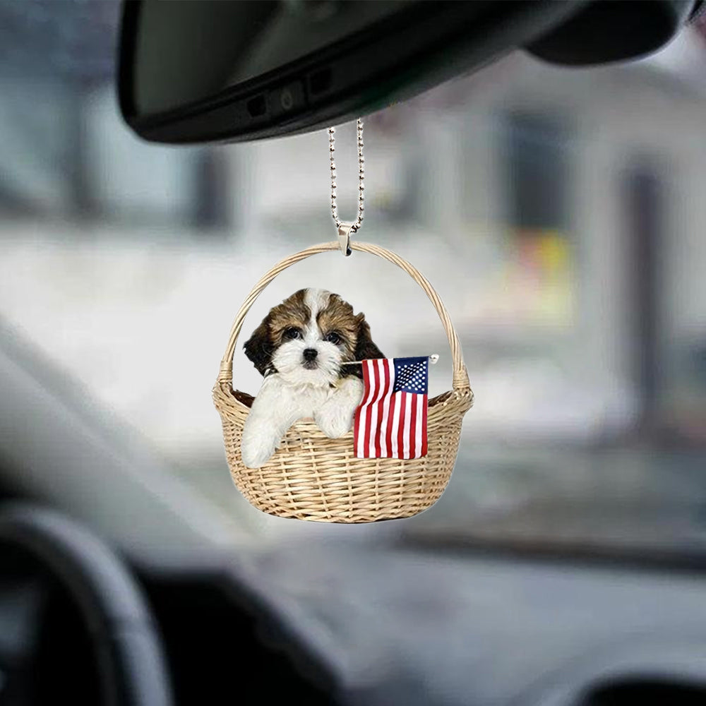 Shih Tzu1-With American Flag Two Sides Ornament