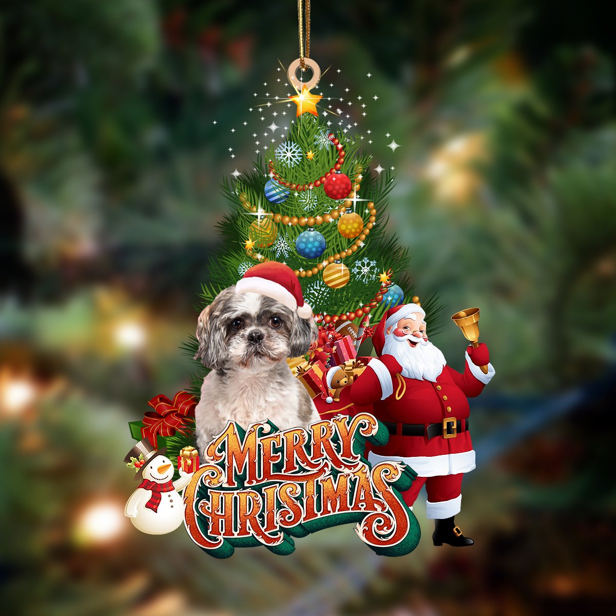 Shih Tzu 2-Christmas Tree&Dog Hanging Ornament