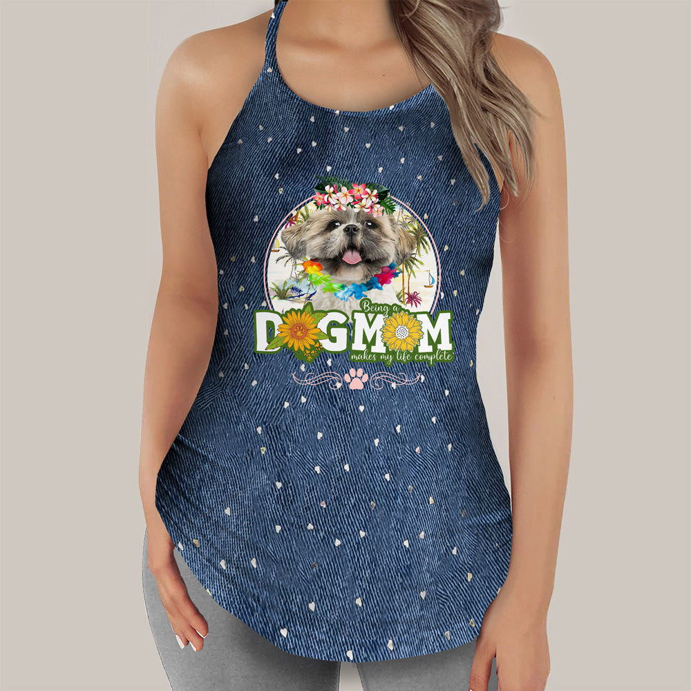 Shih Tzu2-Hawaii beach Dog Mom Tank Top