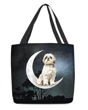 Shih Tzu2-Sit On The Moon-Cloth Tote Bag