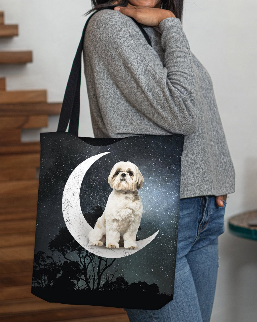 Shih Tzu2-Sit On The Moon-Cloth Tote Bag