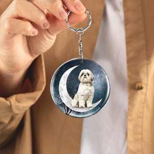 Shih Tzu2-Stars and Moon-Round Resin Epoxy Metal Keychain