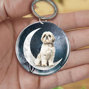 Shih Tzu2-Stars and Moon-Round Resin Epoxy Metal Keychain