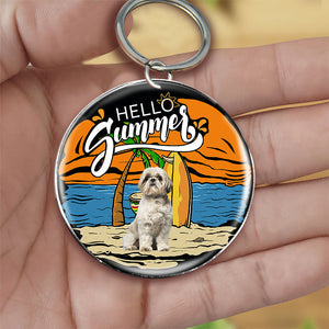Shih Tzu2 Hello Summer-Round Resin Epoxy Metal Keychain