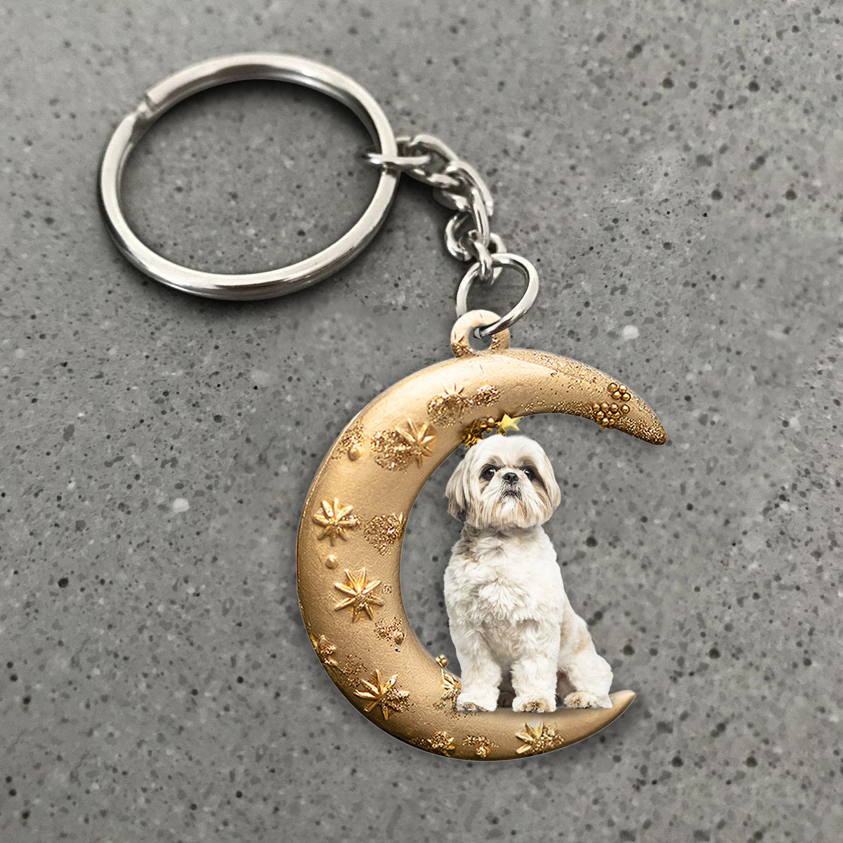 Shih Tzu 2-Dog & Moon Flat Acrylic Keychain