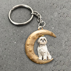 Shih Tzu 2-Dog & Moon Flat Acrylic Keychain