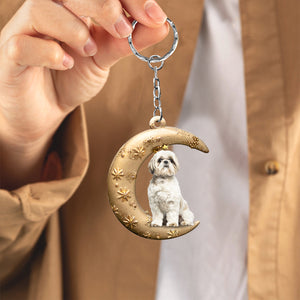 Shih Tzu 2-Dog & Moon Flat Acrylic Keychain