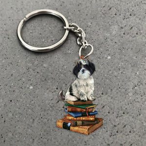 Shih Tzu-Sit On The Book-Flat Acrylic Keychain