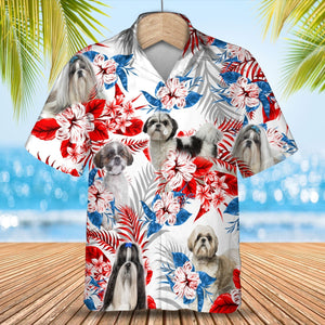 Shih Tzu American Flag Hawaiian Shirt