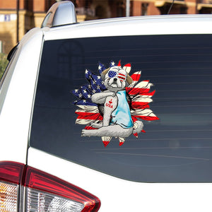 Shih Tzu Happy Independence Day Car Sticker